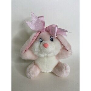 Flomo Friends Forever Mini Pink White Bunny Rabbit Plush Stuffed Animal Toy Bow